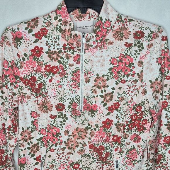 Laura Ashley Floral Print Half Zip Athletic Top Size Large - Picture 2 of 8